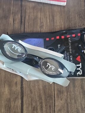 TYR Black Smoke Silicone Swim Goggles